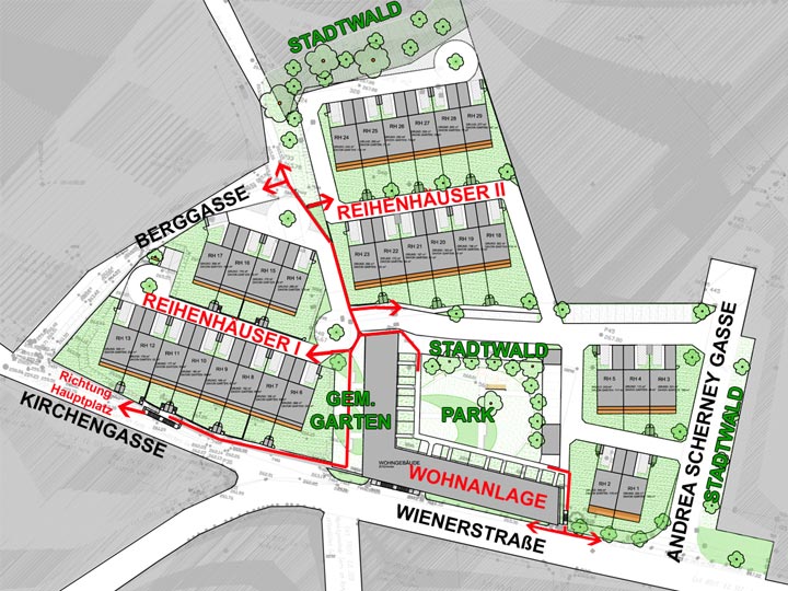 Lageplan Areal Wege